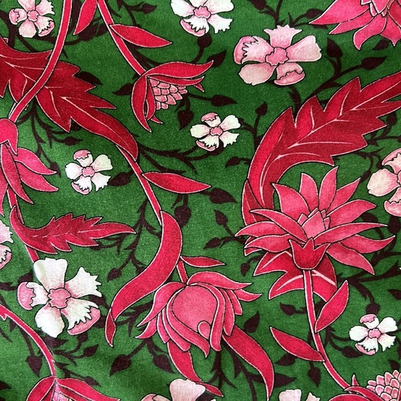 Zara Pink & Green Floral Cotton Bow Tie Puff Short Sleeve Cropped Top - M - Picture 15 of 15